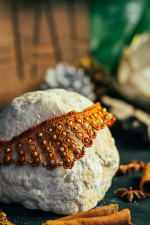 Collier impérial en jaspe paysage et perles de laiton